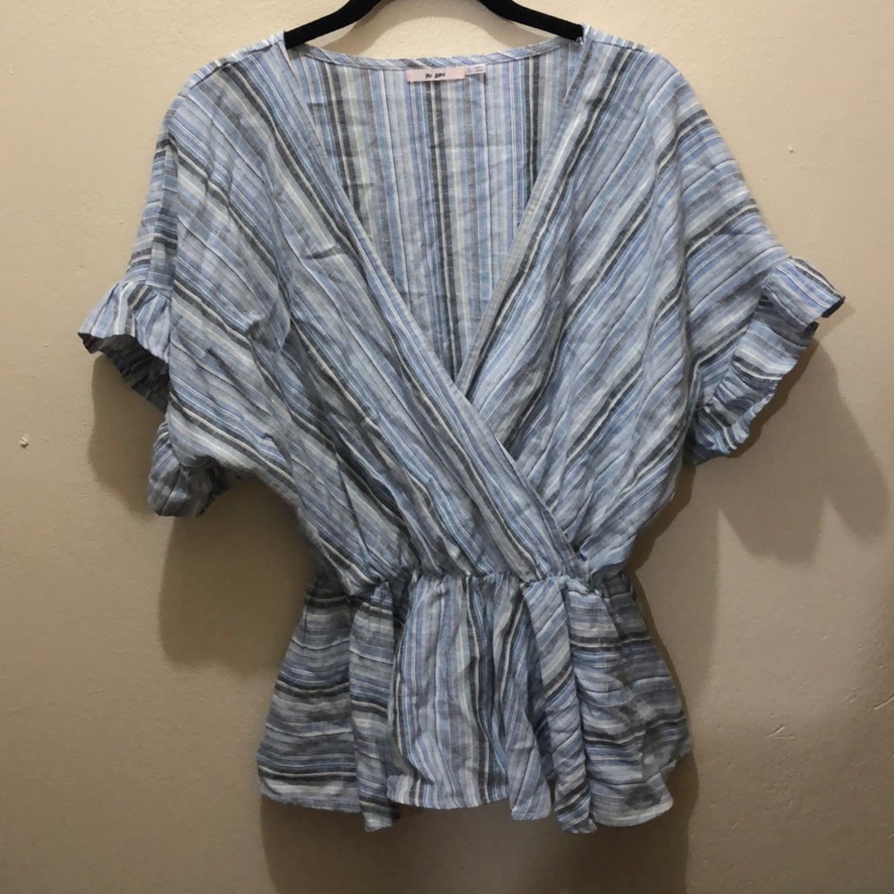 Blue striped peplum top Francesca’s NWOT
